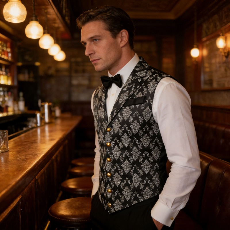 Men'S Formal Wear Waistcoat - スリムフィットベスト英国レトロスタイルファッショナブルなスーツベスト毎日のカジュアルウェア用ブラックベストメンズベストチョッキ