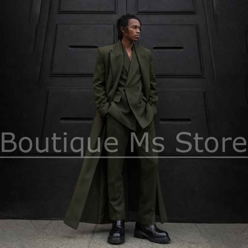 Men'S Hip Formal Wear - メンズロングスーツ 3 ピース オーバーサイズ ダブルブレスト ウェア