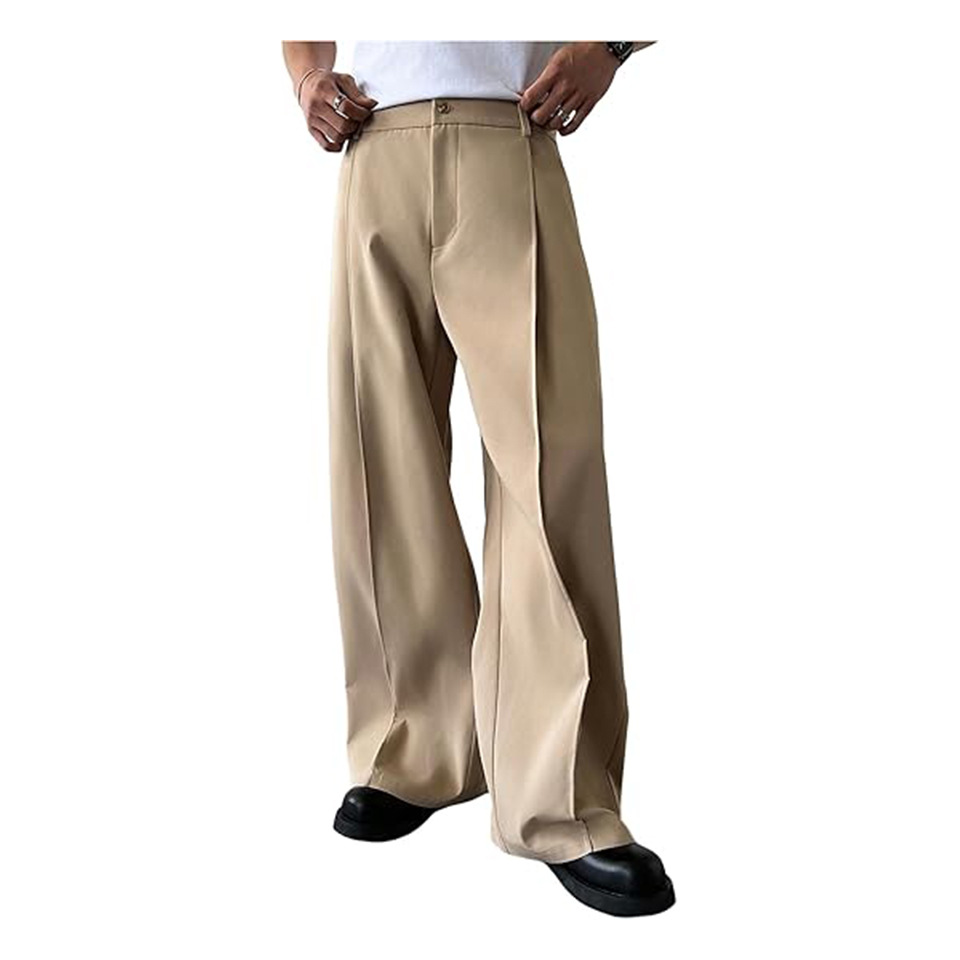 Men Formal Wear Pinterest - メンズ無地ストレートレッグスーツパンツ フォーマルビジネスデイリーカジュアル ドレーププリーツフロントドレスパンツ 高品質スーツパンツ