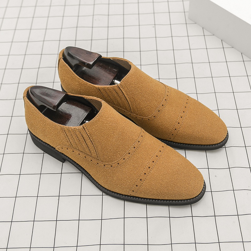 Formal Wear For Men Yellow - レトロメンズローファー黒黄色スエード男性ワンフットビジネスカジュアルフォーマルレザーシューズソーシャルシューズサイズ 38-46 男性靴