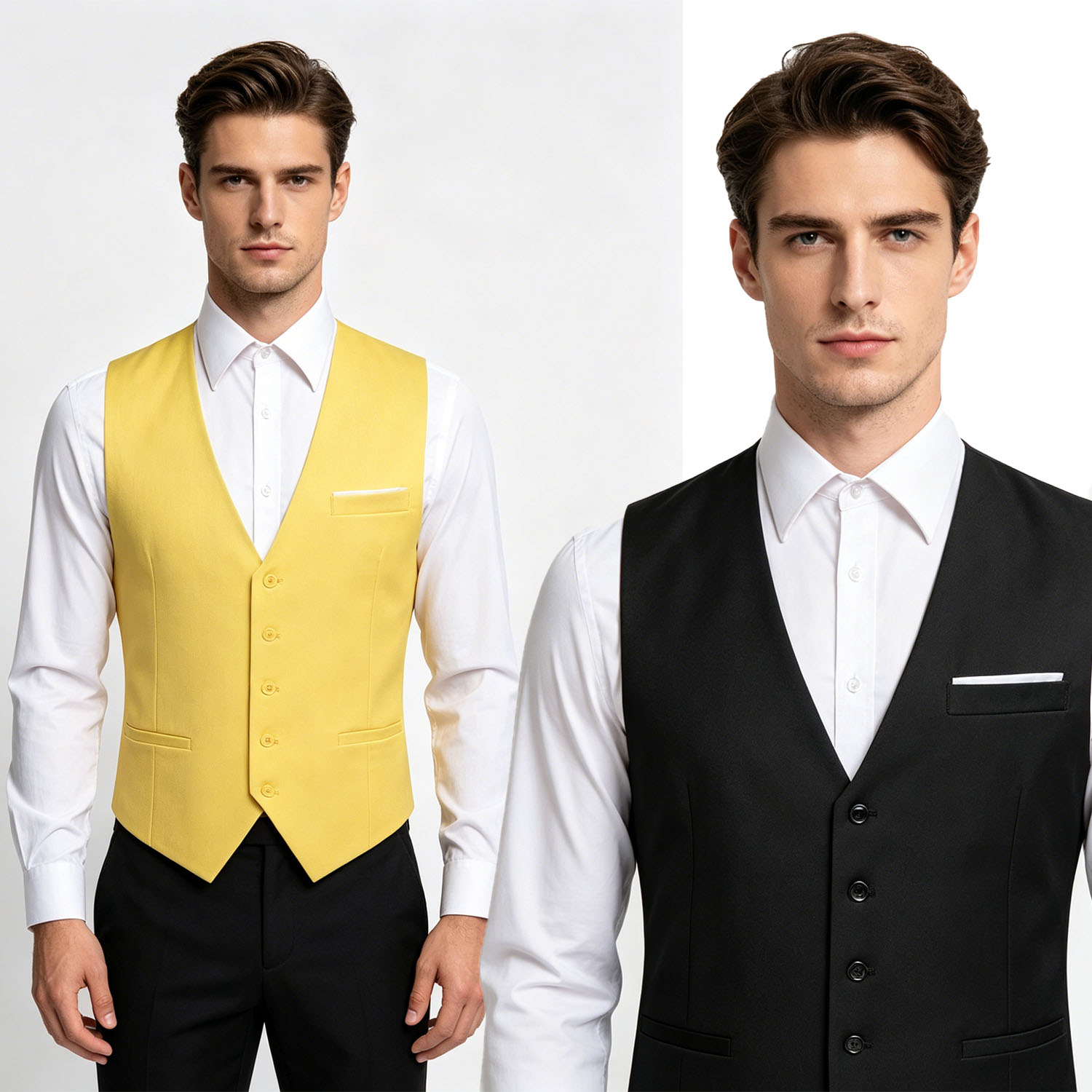 Men'S Formal Wear Waistcoat - メンズフォーマルスーツベスト、サイドポケット付き無地Vネックベスト、ビジネス会議、結婚式、パーティー、普段着に最適