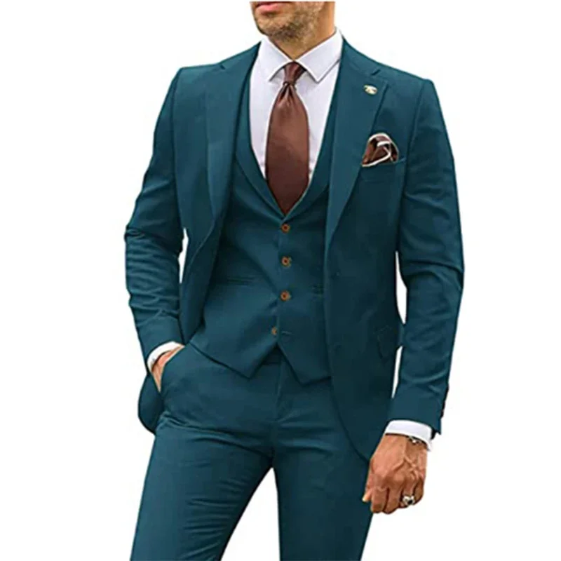 Men Formal Party Wear Dress - メンズスーツ 結婚式用 3ピース スリムセット 花婿介添人 ウェディングドレス