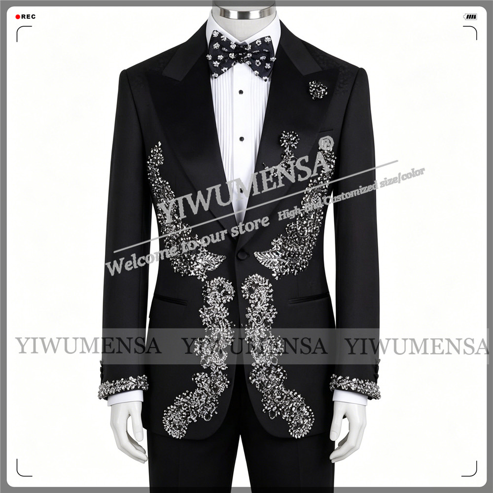 男性用限定ウェディングスーツ スリムフィット ビーズストーン - Formal Wear Jersey For Men のレビューと価格