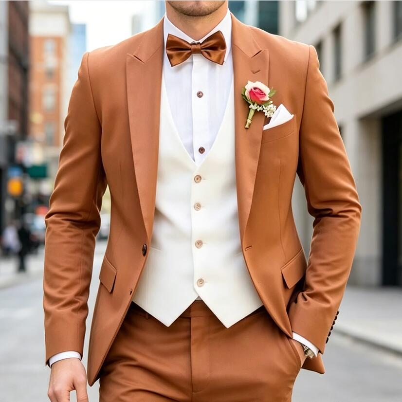 ニュークラシック3ピースメンズスーツ ピークドラペルブレザー - Men'S Formal Wear Waistcoat のレビューと価格