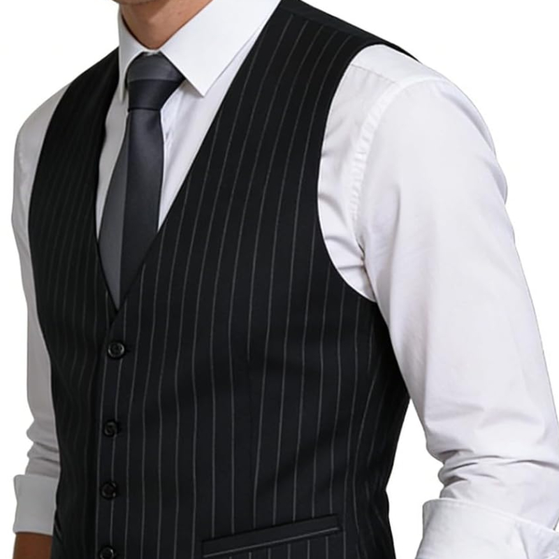 メンズピンストライプビジネススーツベストフォーマルドレスタキ - Men'S Formal Wear Waistcoat のレビューと価格