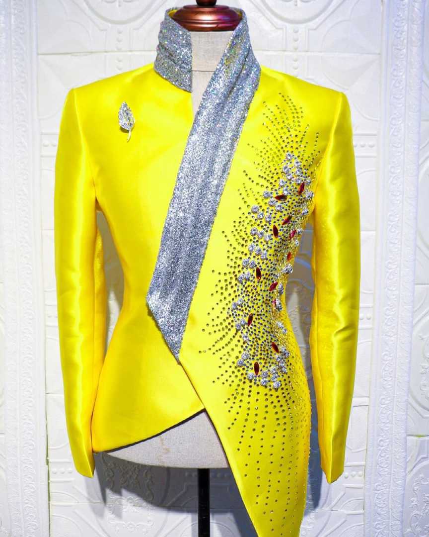 ファッション黄色の結婚式のタキシードユニークな 2 点セット - Formal Wear For Men Yellow のレビューと価格