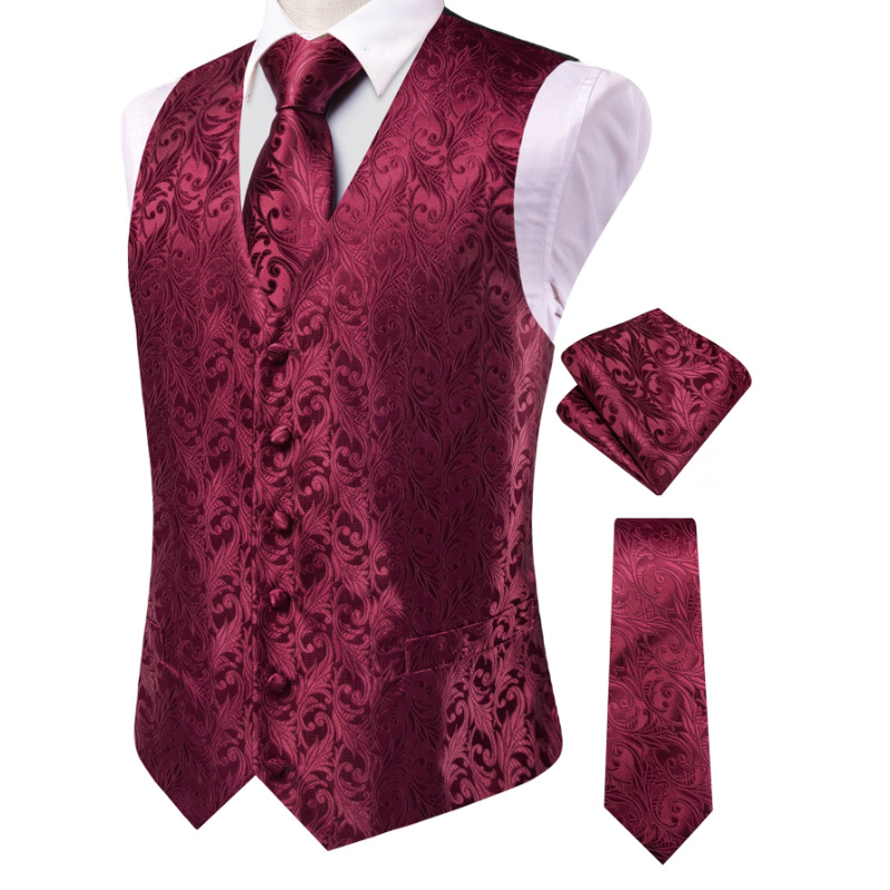 VerveRow メンズ バーガンディ 花柄ジャカード スー - Men'S Formal Wear Waistcoat のレビューと価格