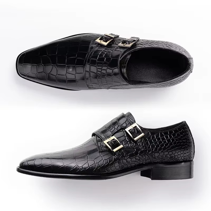 メンズ本革ドレスローファー手作りダブルバックルモンクスリッポ - Men Formal Party Wear Dress のレビューと価格