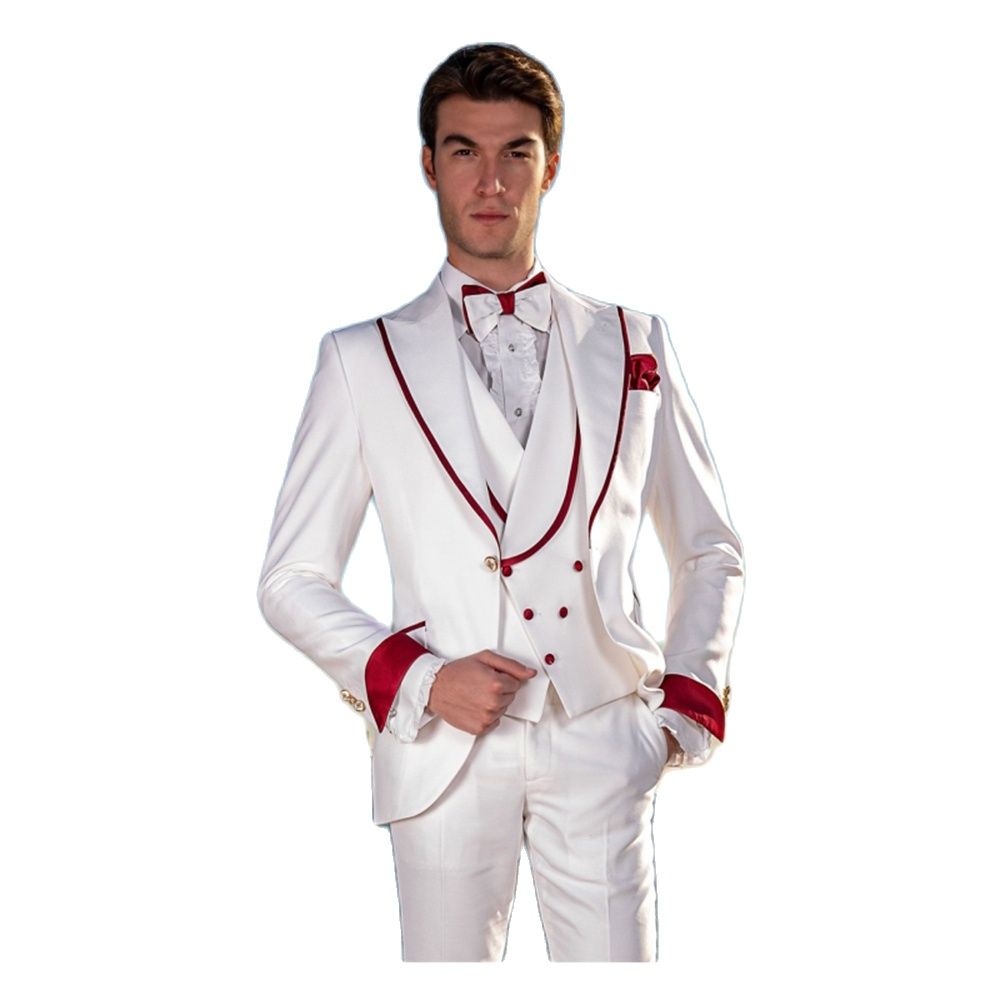 メンズウェディングタキシード,カスタムメイドの白いスーツ,ピ - Men Formal Party Wear Dress のレビューと価格