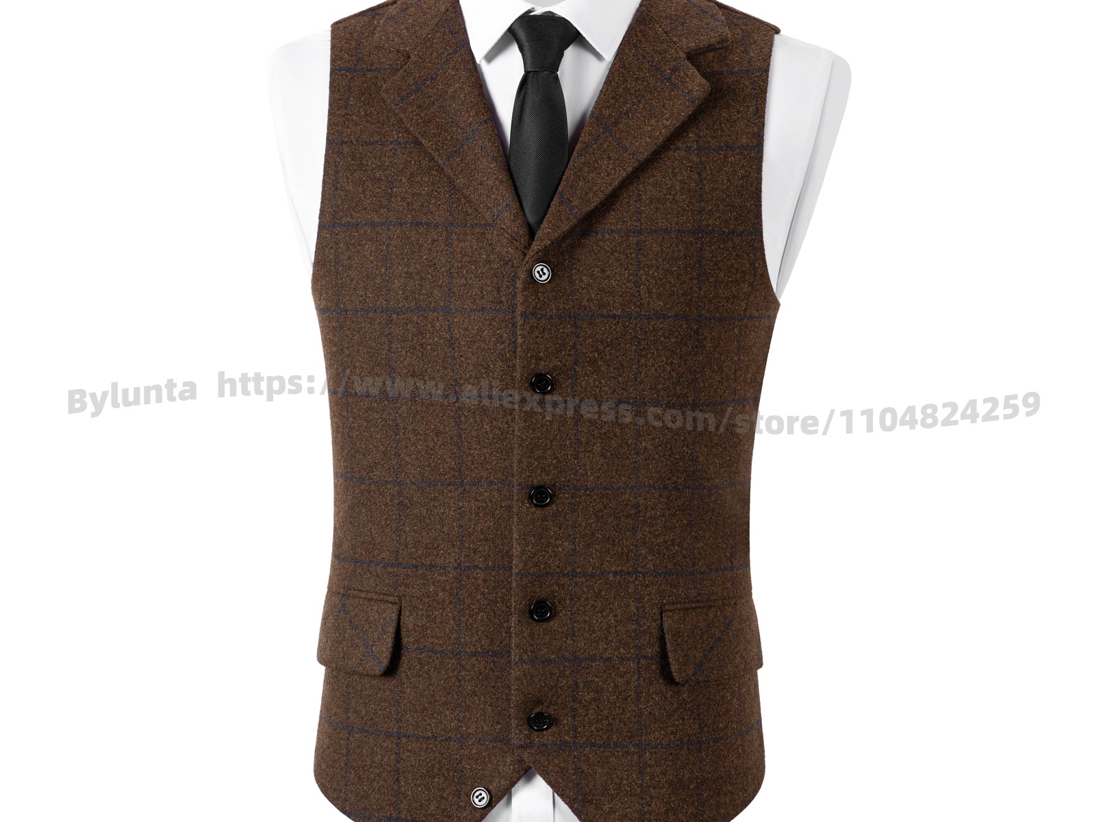 メンズチェック柄ウールヘリンボーンツイードスーツベストノッチ - Men'S Formal Wear Waistcoat のレビューと価格