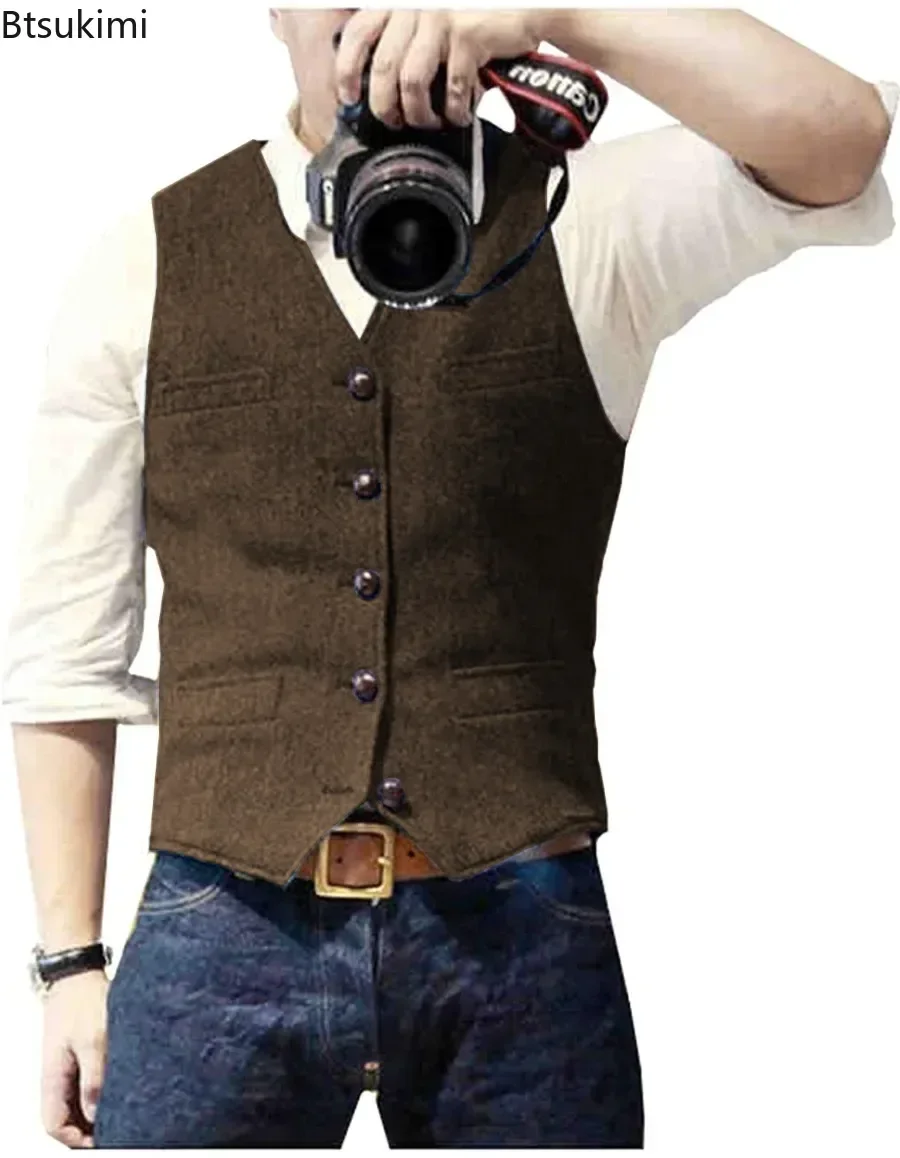 2026年メンズヴィンテージVネックスーツベスト クラシック - Men'S Formal Wear Waistcoat のレビューと価格