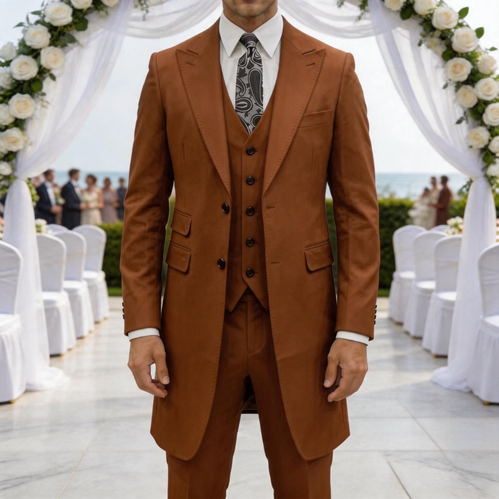 スリムフィット3ピースフォーマルメンズスーツ ロングジャケッ - Men Formal Party Wear Dress のレビューと価格