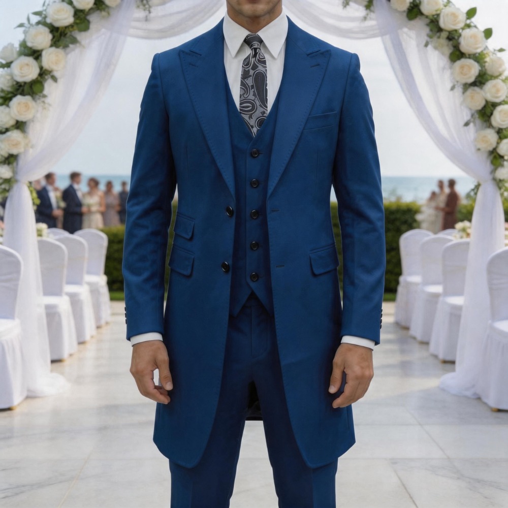 スリムフィット3ピースフォーマルメンズスーツ ロングジャケッ - Men Formal Party Wear Dress のレビューと価格