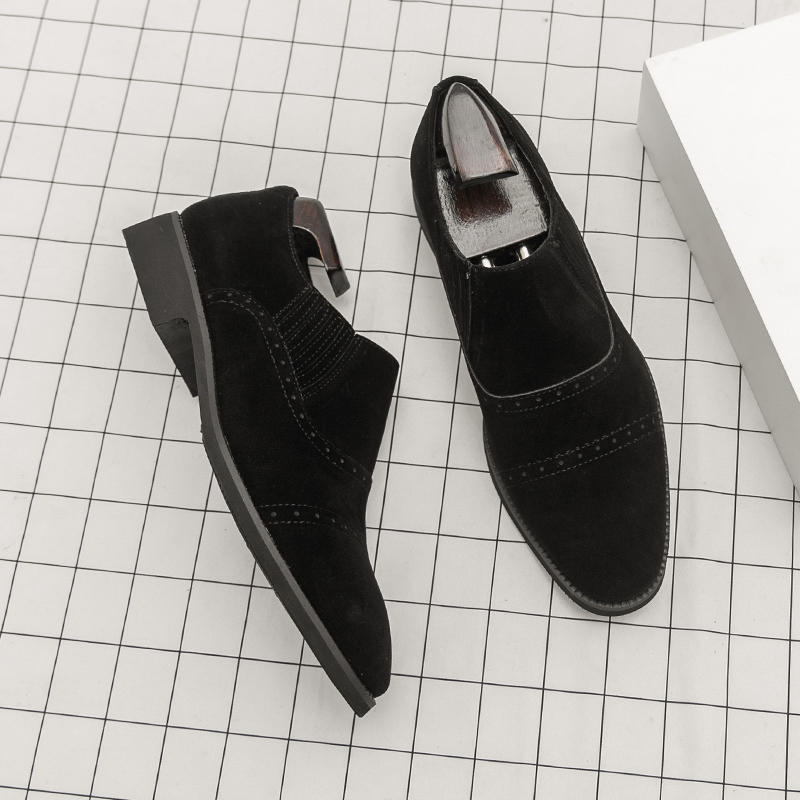 レトロメンズローファー黒黄色スエード男性ワンフットビジネスカ - Formal Wear For Men Yellow のレビューと価格