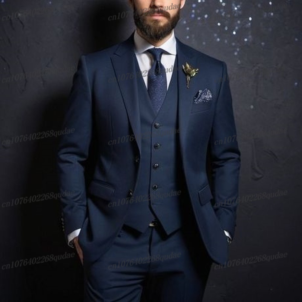 男性用ネイビーブルーのフォーマルスーツ,新郎新婦のスーツ,新 - Formal Wear Jersey For Men のレビューと価格