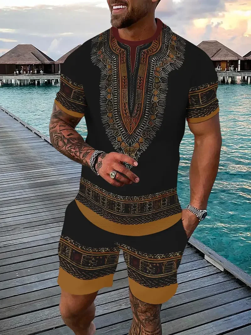 ヴィンテージメンズ Tシャツショーツセット 3D アフリカエ - Men'S Ethnic & Formal Designer Wear Studio S のレビューと価格