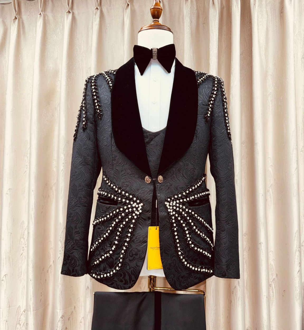 豪華なクリスタルタッセル付きメンズスーツ3ピース ベルベット - Men'S Formal Wear Waistcoat のレビューと価格