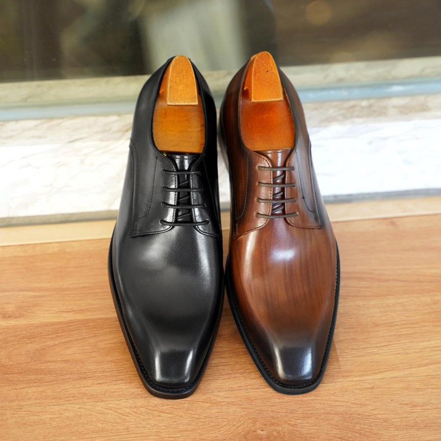 メンズビジネスカジュアルシューズ、ヴィンテージ風木目調スクエ - Men Formal Wear Dress のレビューと価格