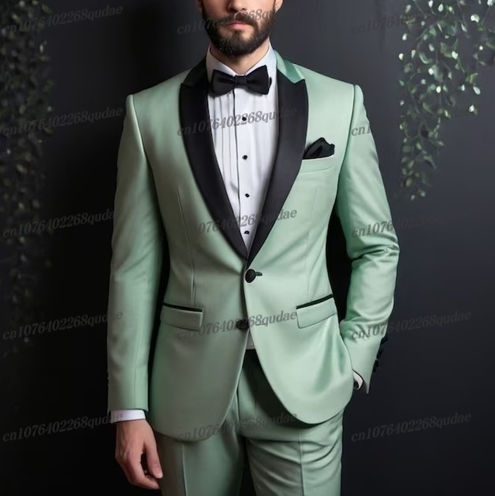 黒襟ライトパープルフォーマルメンズスーツ結婚式パーティー新郎 - Formal Wear Jersey For Men のレビューと価格