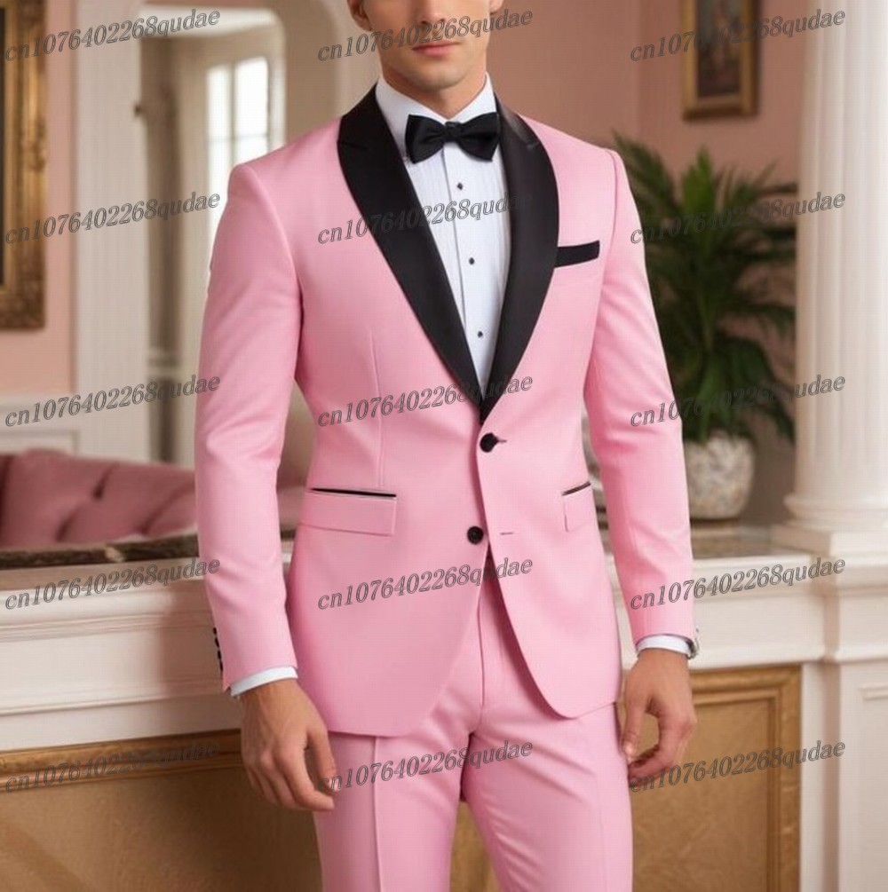 黒襟ライトパープルフォーマルメンズスーツ結婚式パーティー新郎 - Formal Wear Jersey For Men のレビューと価格