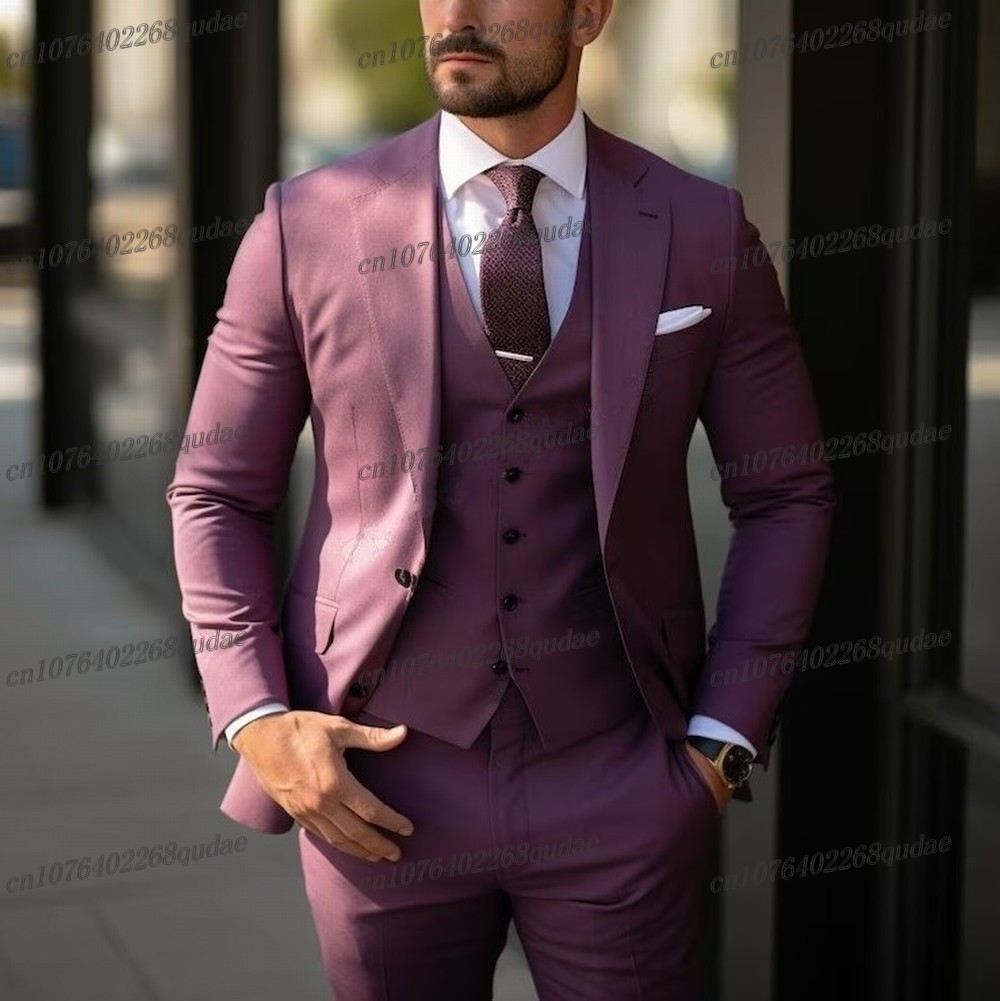紫色のフォーマルな機会用メンズスーツ、結婚式、新郎スーツ、花 - Formal Wear Jersey For Men のレビューと価格