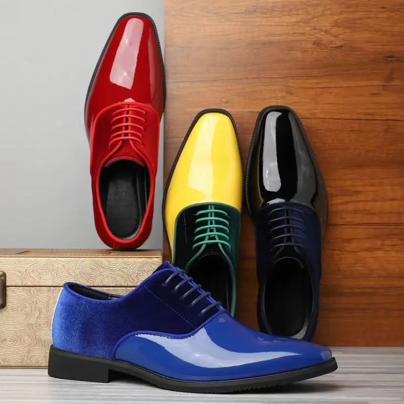 メンズカラーブロックオックスフォードドレスシューズ、レースア - Men Formal Party Wear Dress のレビューと価格