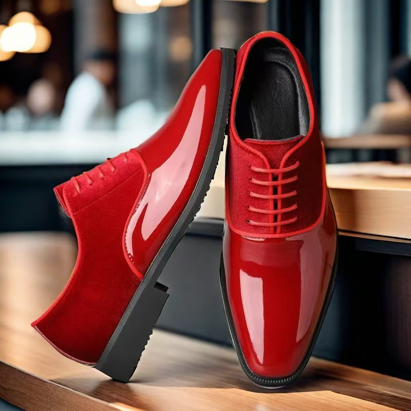 メンズカラーブロックオックスフォードドレスシューズ、レースア - Men Formal Party Wear Dress のレビューと価格