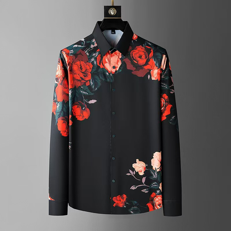 メンズ長袖シャツ,ヴィンテージ,フローラルプリント,社交クラ - Men Formal Party Wear Dress のレビューと価格