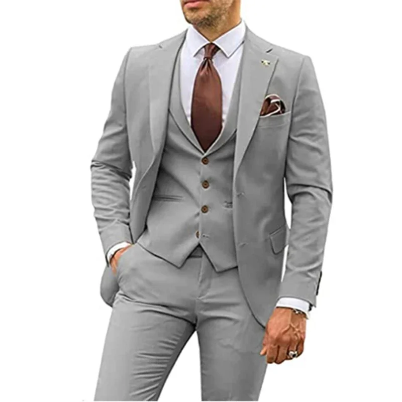メンズスーツ 結婚式用 3ピース スリムセット 花婿介添人  - Men Formal Party Wear Dress のレビューと価格