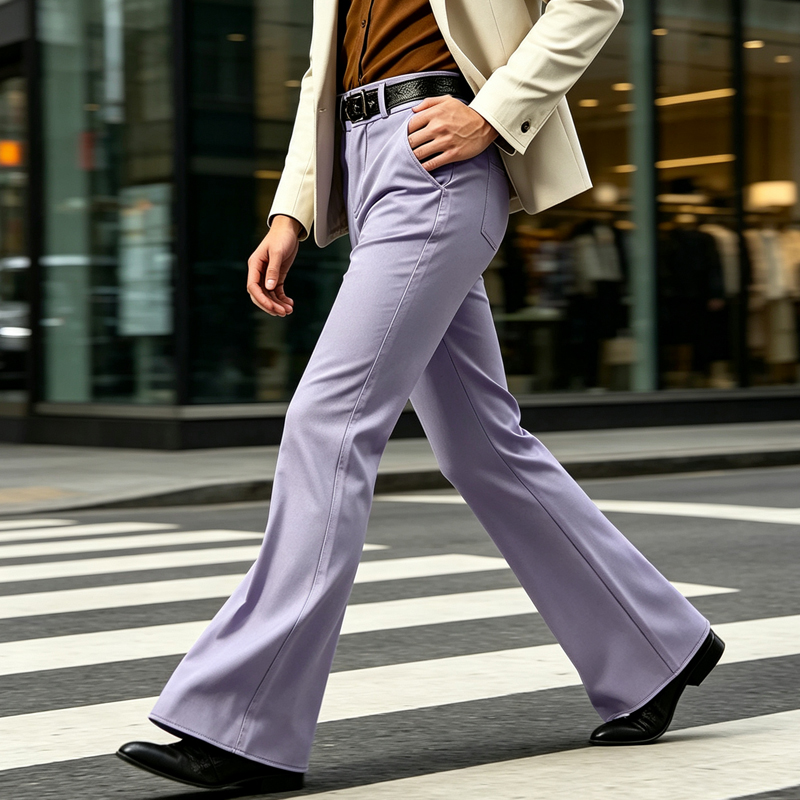 ヴィンテージメンズコットンフレアドレスパンツ ハイウエスト  - Men Formal Party Wear Dress のレビューと価格