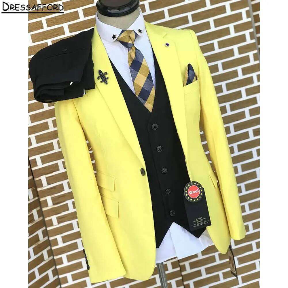 黄色のエレガントな男性ビジネスフォーマル Ocn タキシード - Formal Wear For Men Yellow のレビューと価格